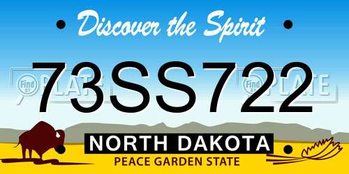 73SS722 North Dakota License Plate