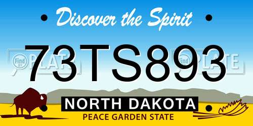 73TS893 North Dakota License Plate