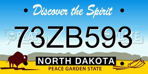 73ZB593 North Dakota License Plate
