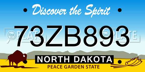 73ZB893 North Dakota License Plate