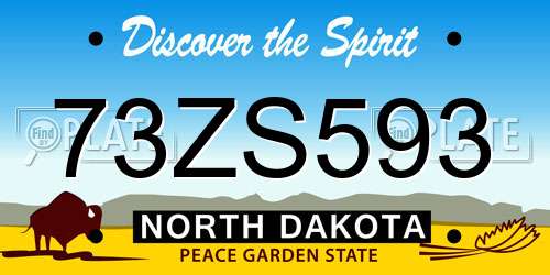 73ZS593 North Dakota License Plate