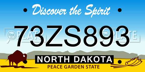 73ZS893 North Dakota License Plate
