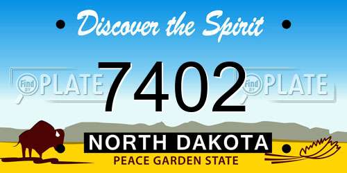 7402 North Dakota License Plate