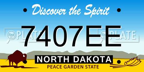 7407EE North Dakota License Plate