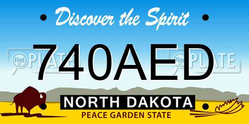 740AED North Dakota License Plate