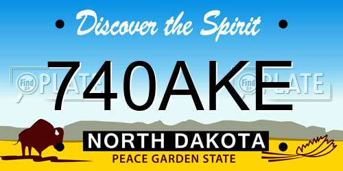 740AKE North Dakota License Plate