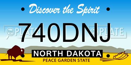 740DNJ North Dakota License Plate