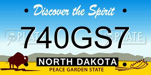 740GS7 North Dakota License Plate