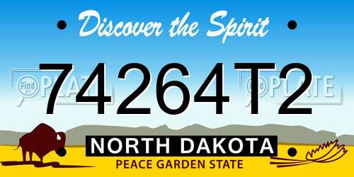 74264T2 North Dakota License Plate