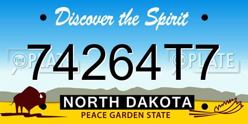74264T7 North Dakota License Plate