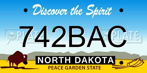742BAC North Dakota License Plate
