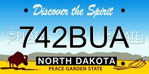 742BUA North Dakota License Plate