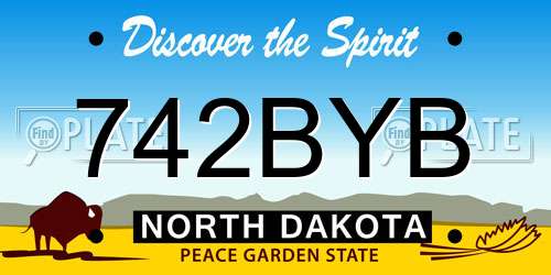 742BYB North Dakota License Plate