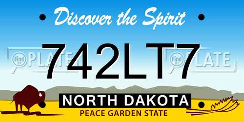 742LT7 North Dakota License Plate