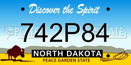 742P84 North Dakota License Plate