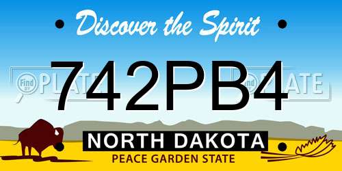 742PB4 North Dakota License Plate
