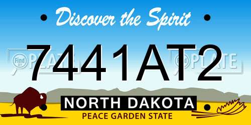 7441AT2 North Dakota License Plate