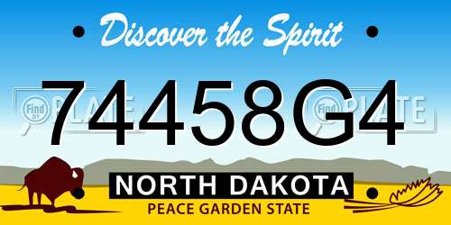 74458G4 North Dakota License Plate