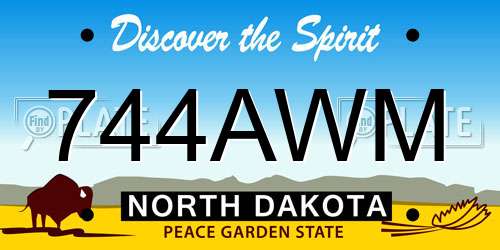 744AWM North Dakota License Plate