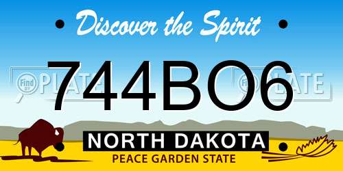 744BO6 North Dakota License Plate