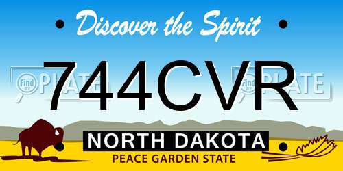 744CVR North Dakota License Plate