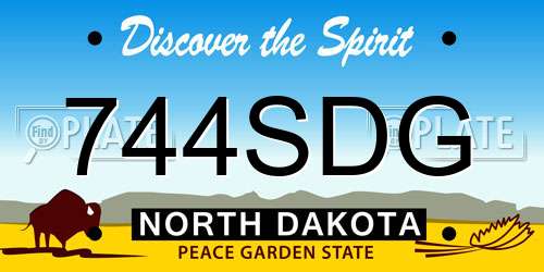 744SDG North Dakota License Plate