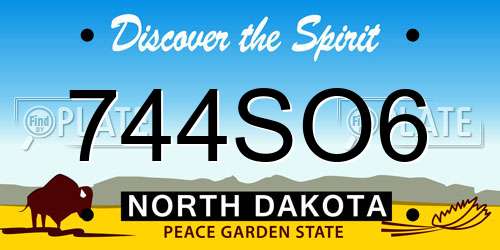 744SO6 North Dakota License Plate