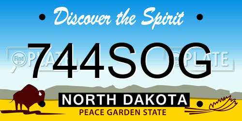 744SOG North Dakota License Plate
