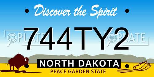 744TY2 North Dakota License Plate
