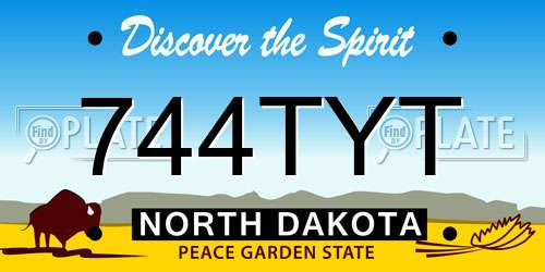 744TYT North Dakota License Plate
