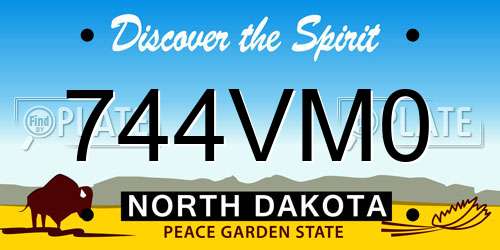 744VM0 North Dakota License Plate