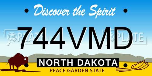 744VMD North Dakota License Plate
