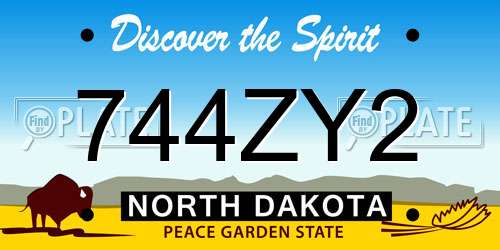 744ZY2 North Dakota License Plate