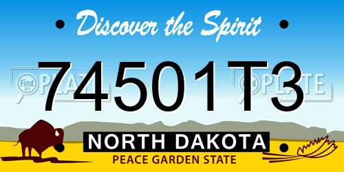 74501T3 North Dakota License Plate