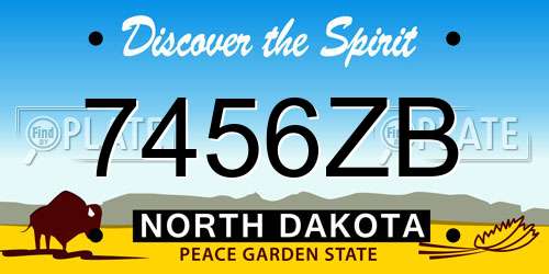 7456ZB North Dakota License Plate