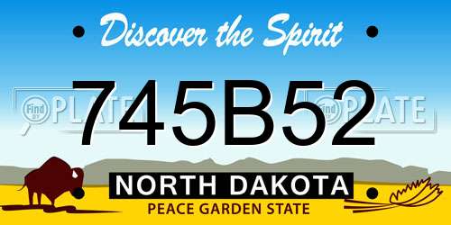 745B52 North Dakota License Plate