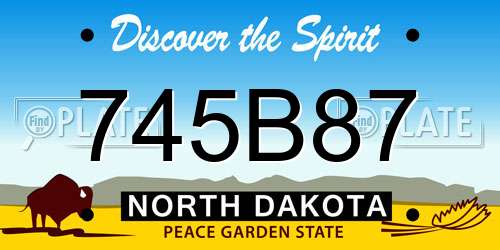 745B87 North Dakota License Plate