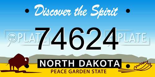 74624 North Dakota License Plate