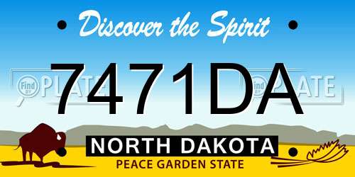 7471DA North Dakota License Plate