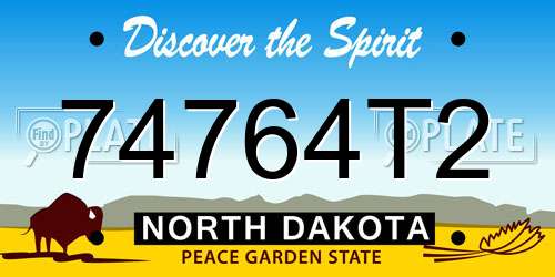 74764T2 North Dakota License Plate
