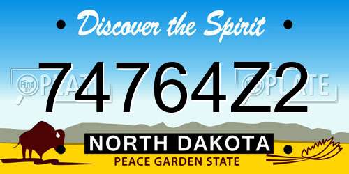 74764Z2 North Dakota License Plate