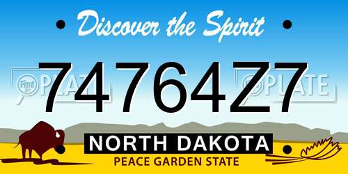 74764Z7 North Dakota License Plate
