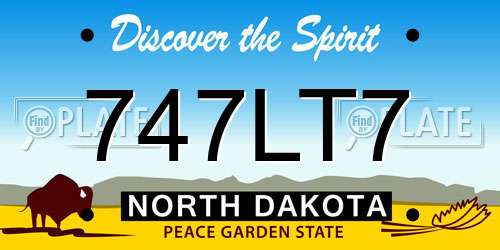 747LT7 North Dakota License Plate