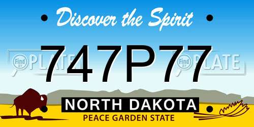 747P77 North Dakota License Plate