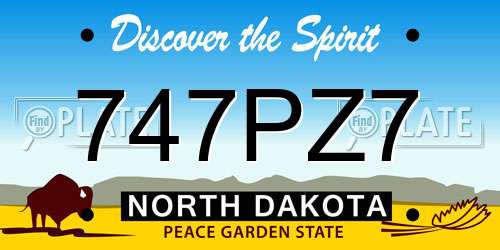 747PZ7 North Dakota License Plate
