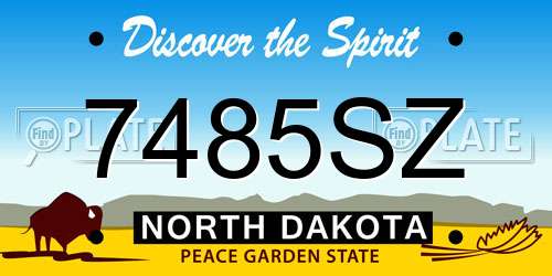 7485SZ North Dakota License Plate
