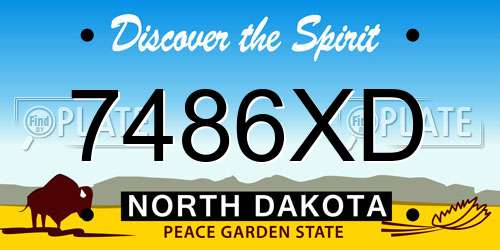 7486XD North Dakota License Plate
