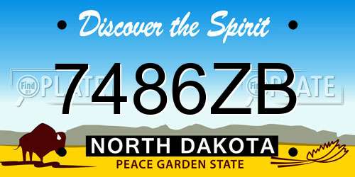 7486ZB North Dakota License Plate