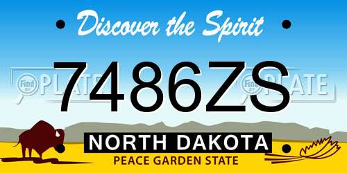 7486ZS North Dakota License Plate