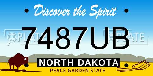 7487UB North Dakota License Plate